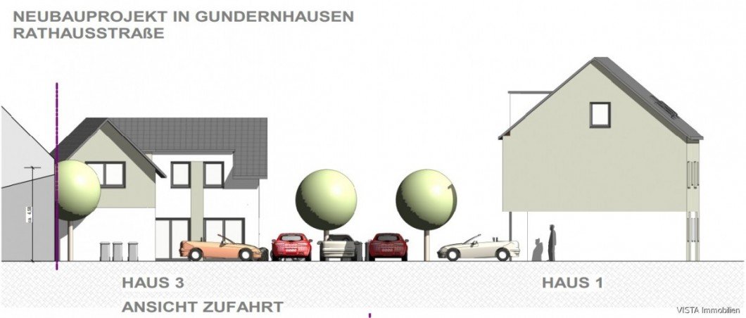 Ansicht Haus 1 und 3 Einfamilienhaus Ro�dorf-Gundernhausen