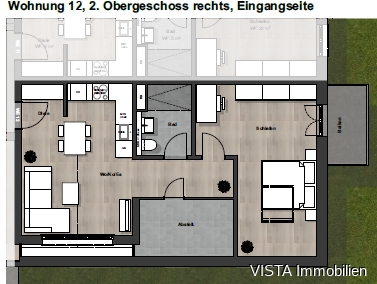 Grundriss Dachgeschosswohnung Darmstadt / Arheilgen