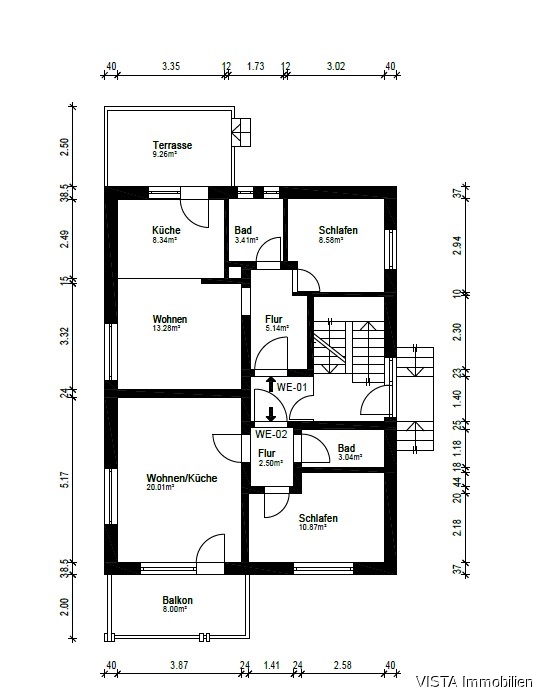 Grundriss Erdgeschoss Mehrfamilienhaus Bickenbach