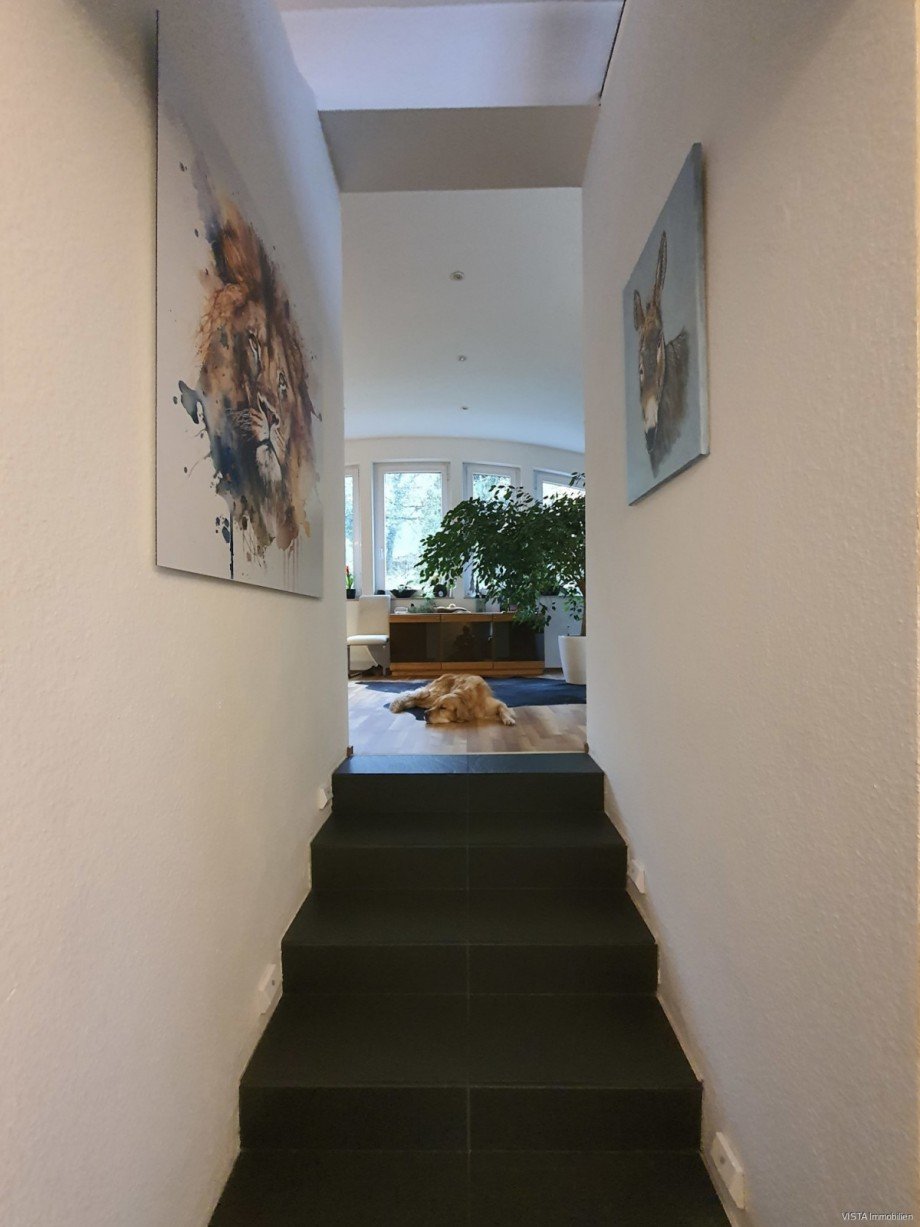 Treppenaufgang Wohnzimmer-K�che Dachgeschosswohnung M�hltal / Nieder-Beerbach