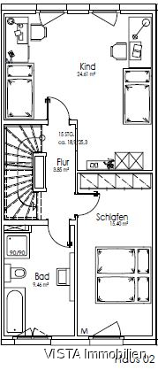 Grundriss OG-Haus 2 Reihenmittelhaus Darmstadt / Wixhausen