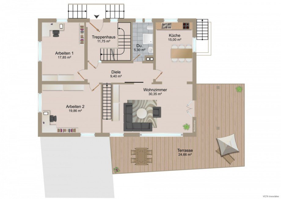 Hochparterre Maisonettewohnung Darmstadt