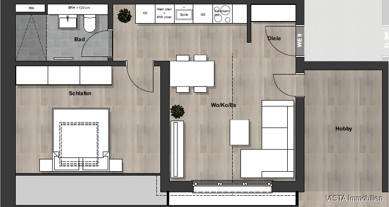 Grundriss Dachgeschosswohnung Darmstadt / Arheilgen