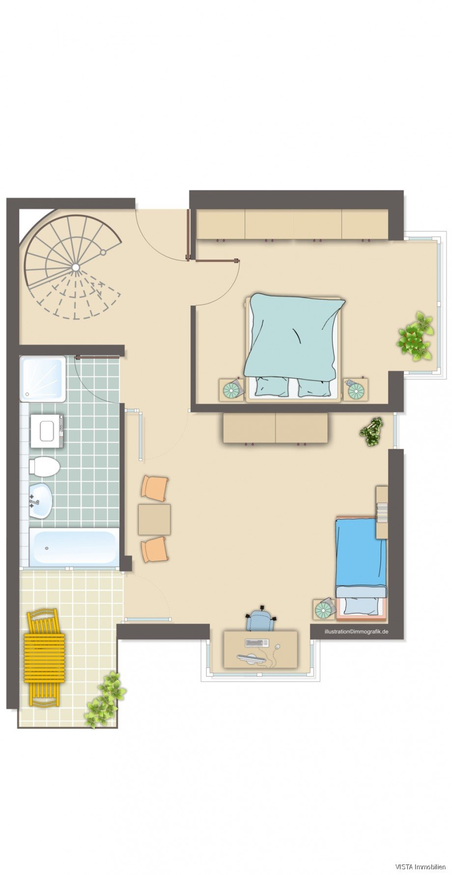 Grundriss 2. OG Maisonettewohnung Darmstadt