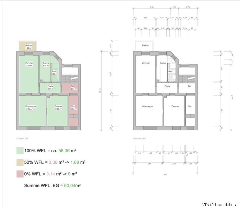 Grundriss Hochparterre Erdgeschosswohnung Darmstadt