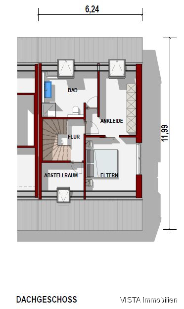 Grundriss Dachgeschoss Doppelhaush�lfte Darmstadt / Eberstadt