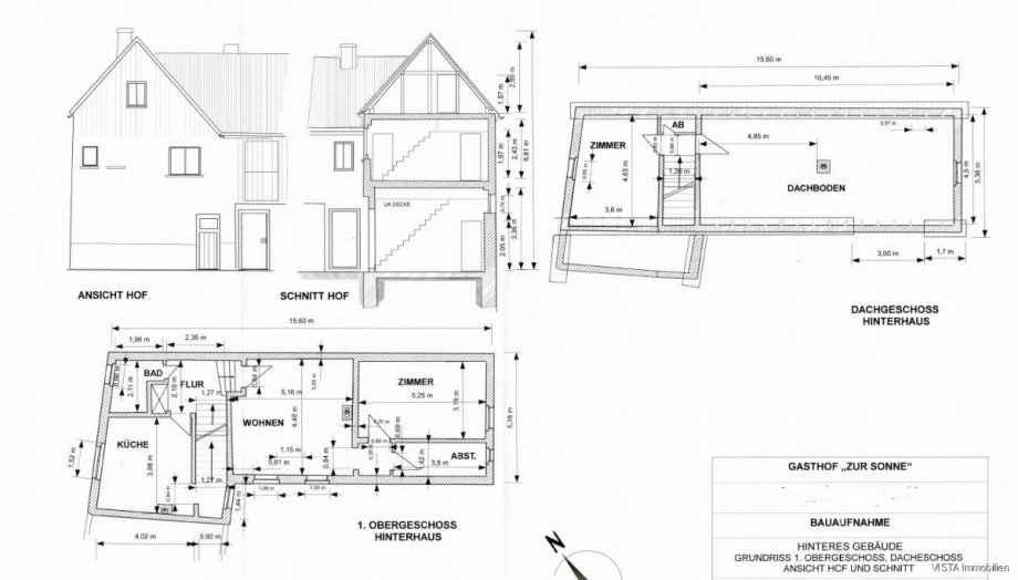 Grundriss Obergeschoss und Dachgeschoss Hinteres Geb�ude Haus Ro�dorf