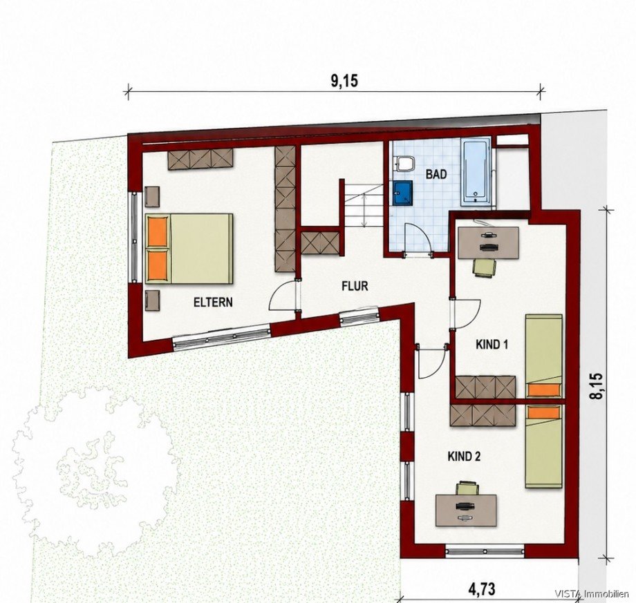 Grundriss OG-Haus 3 Einfamilienhaus Ro�dorf-Gundernhausen