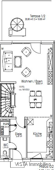 Grundriss EG-Haus 2 Reihenmittelhaus Darmstadt / Wixhausen