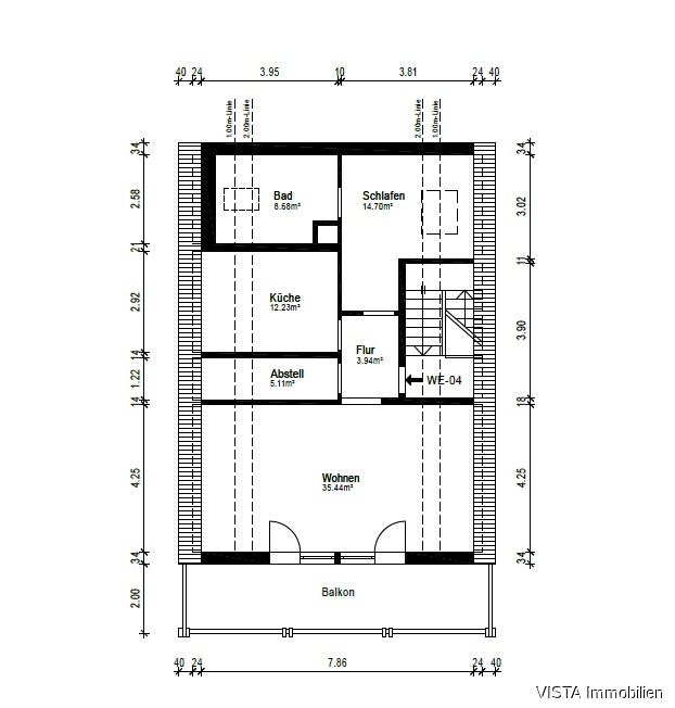 Grundriss Dachgeschoss Mehrfamilienhaus Bickenbach