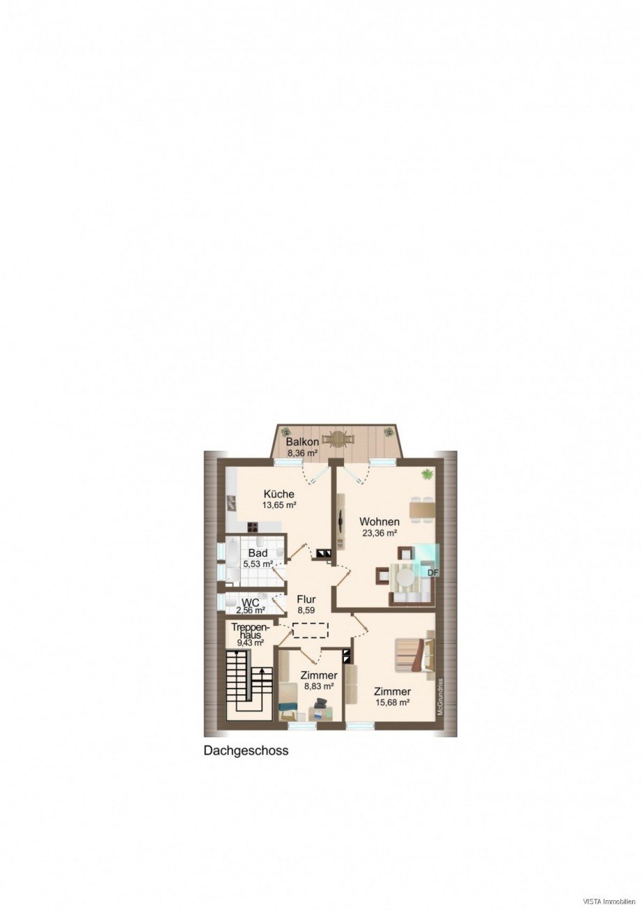 Grundriss Dachgeschosswohnung Pfungstadt