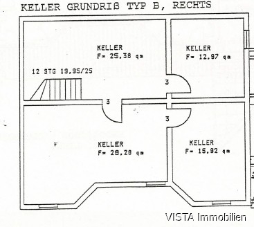 Grundriss Keller Reihenendhaus Darmstadt / Kranichstein