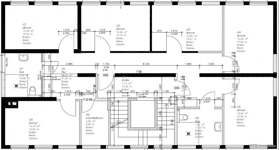 Grundriss 1. Obergeschoss Mehrfamilienhaus Darmstadt-Dieburg